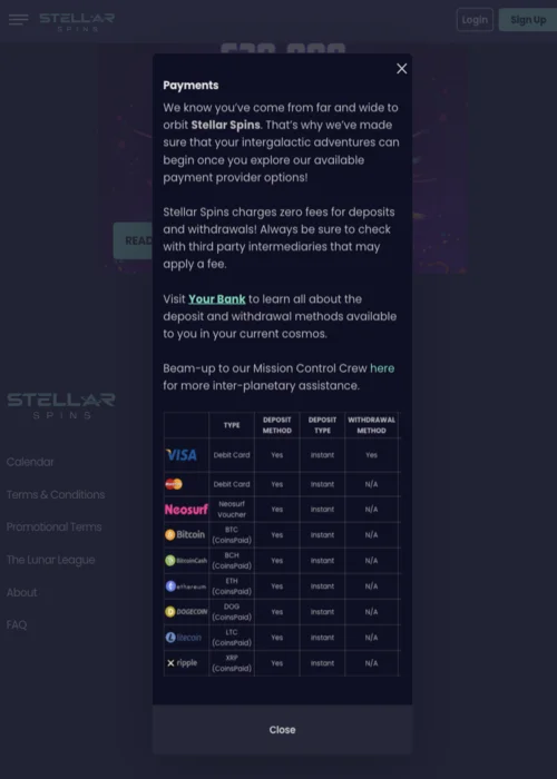 Plan withdrawals Stellar Spins Casino